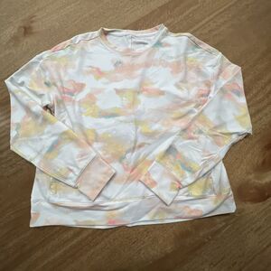 All in Motion Women's Pastel Colored Tie Dye Crew Neck Sweatshirt Sz XL Pockets